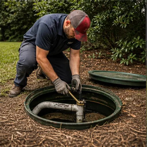 Septic system components being repaired